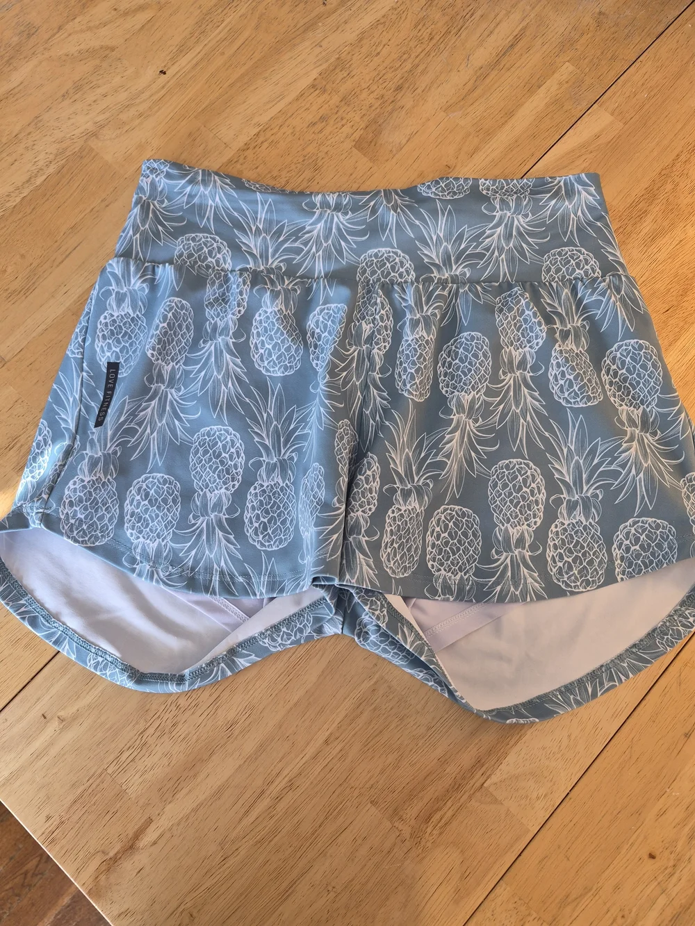 LOVE FITNESS Light Blue Pineapple Athletic Shorts - Women's - Picture 2 of 5